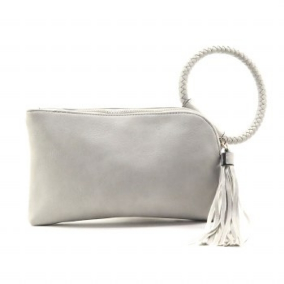 NEW Vegan Clutch Fashion Handbag- Grey - Picture 8 of 15